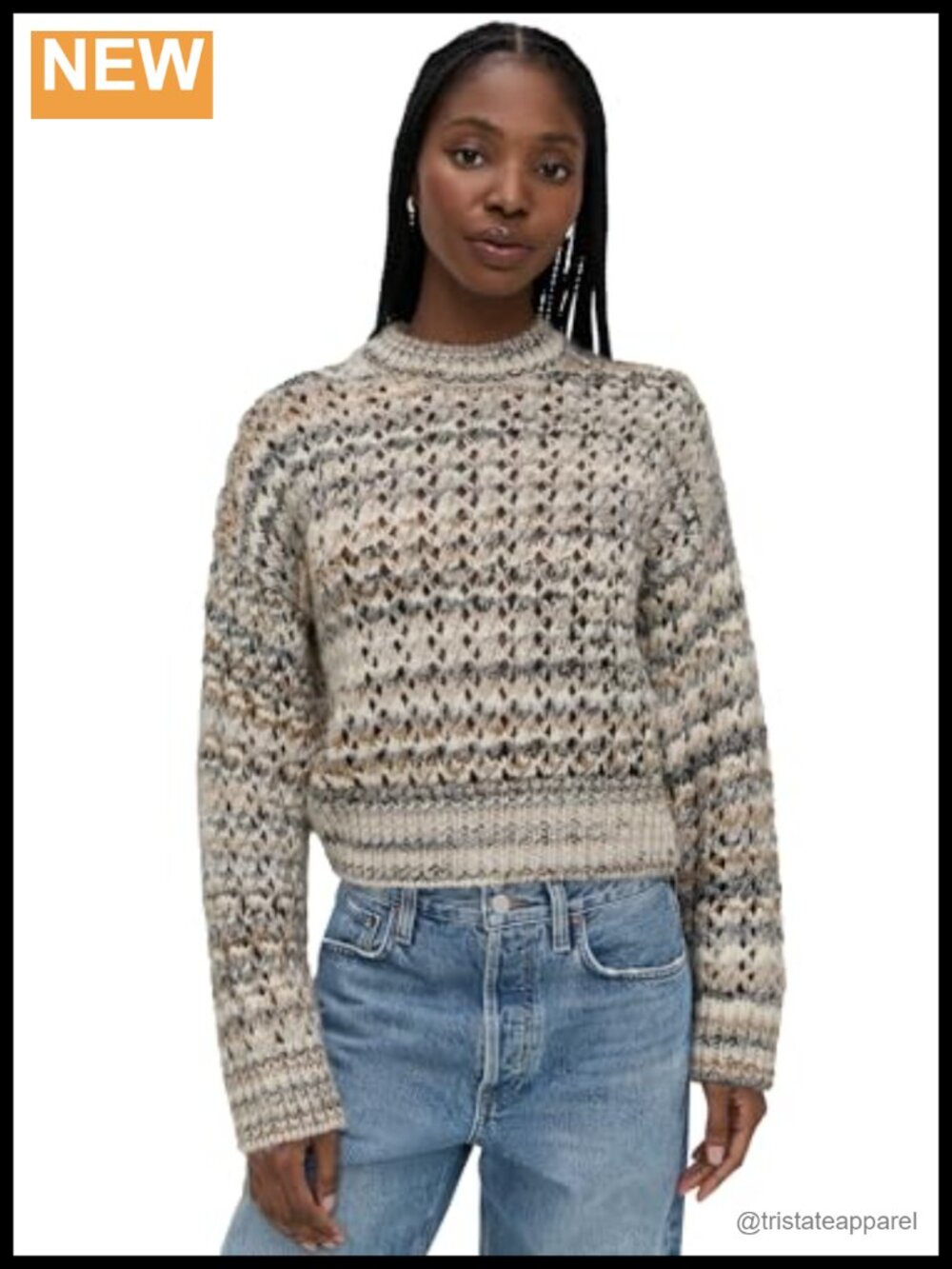 Wool Blend Striped Long Sleeve Pullover Sweater
